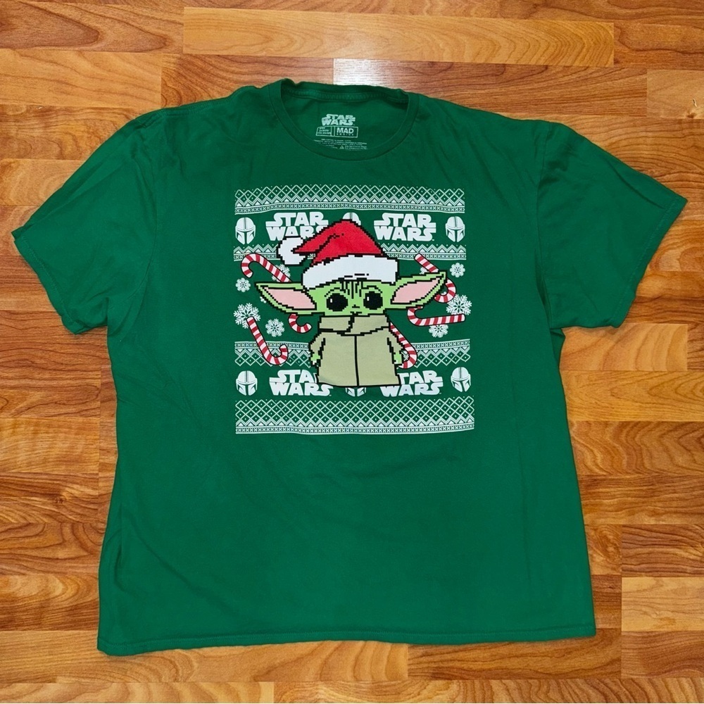Star Wars Ugly Christmas T Shirt Men's 2XL Green Short Sleeve Mad Engine Holiday